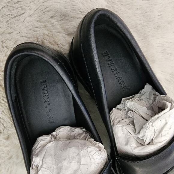 NEW Everlane The Lug Sole Chunky Platform Black Leather Loafers - Picture 6 of 11
